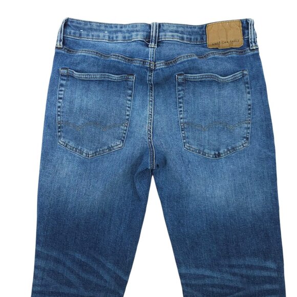 American Eagle Next Level Flex Slim Straight Jeans Mens 32 x 33 Distressed Denim - Picture 11 of 15